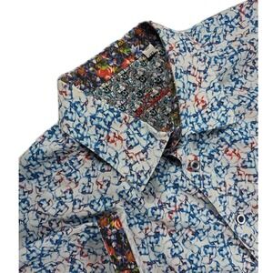 ROBERT GRAHAM SHORT SLEEVE BUTTON UP SHIRT‎ Mens 1XL AOP Skulls Print Flip Cuff
